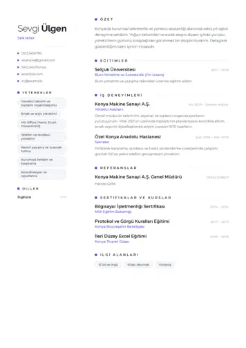 Sekreter CV Örnekleri cv indir